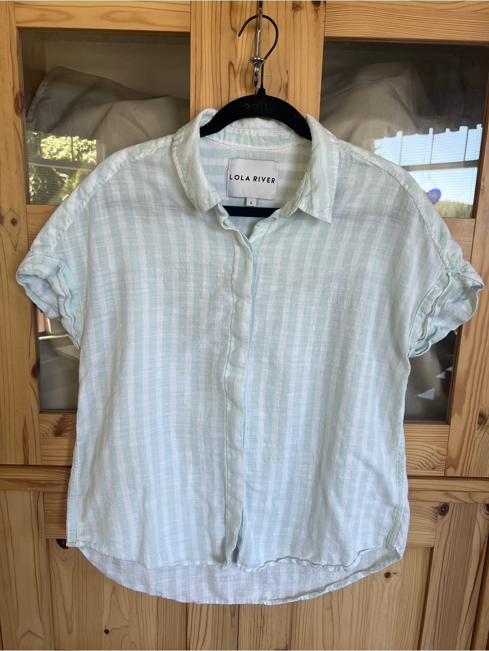 Lola River Women's Mint Stripe Button-Down Shirt